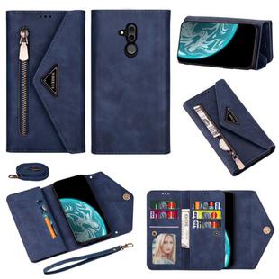 For Huawei Mate 20 Lite / Maimang 7 Skin Feel Zipper Horizontal Flip Leather Case with Holder & Card Slots & Photo Frame & Lanyard & Long Rope(Blue)