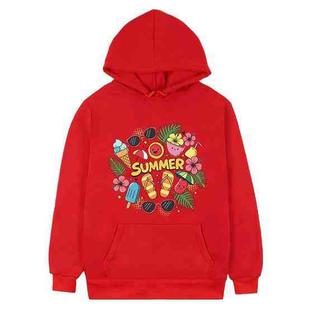 Summer Printed Fleece Hooded Sweatshirt Print On Your Demand, Size:XL(Red)