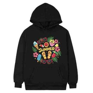 Summer Printed Fleece Hooded Sweatshirt Print On Your Demand, Size:XXXL(Black)