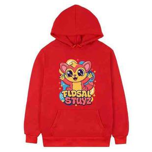 Red Elf Printed Fleece Hooded Sweatshirt Print On Your Demand, Size:XS(Red)