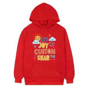JOY CUSTOM Printed Fleece Hooded Sweatshirt Print On Your Demand, Size:S(Red)