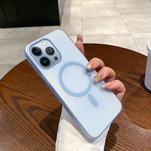 For iPhone 13 Pro Ice Fog MagSafe PC Phone Case(Transparent Blue)
