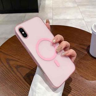 For iPhone XS / X Ice Fog MagSafe PC Phone Case(Transparent Pink)