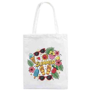 Summer Printed Canvas Handbag Digital Print On Your Demand, Size:25x20cm(White)
