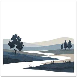 Quiet River Frameless Canvas Decorative Painting Print On Your Demand, Size:60x60cm
