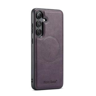 For Samsung Galaxy S25 5G Fierre Shann FS-027 Cowhide Texture MagSafe Magnetic Phone Case(Purple)