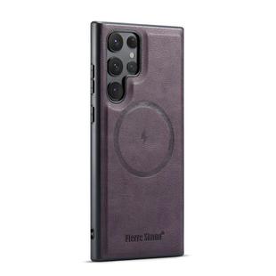 For Samsung Galaxy S25 Ultra 5G Fierre Shann FS-027 Cowhide Texture MagSafe Magnetic Phone Case(Purple)