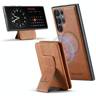 For Samsung Galaxy S25 Ultra 5G Fierre Shann FS028 MagSafe RFID Card Holder Back Phone Case(Brown)