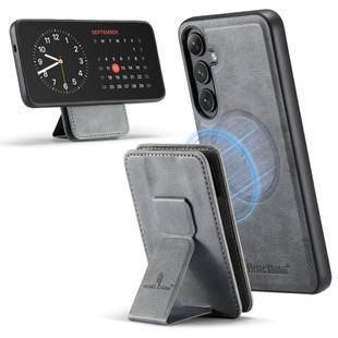 For Samsung Galaxy S24 FE 5G Fierre Shann FS028 MagSafe RFID Card Holder Back Phone Case(Grey)