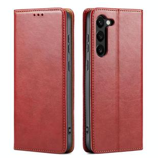 For Samsung Galaxy S25+ 5G Fierre Shann PU Genuine Leather Texture Phone Case(Red)