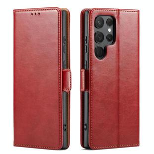 For Samsung Galaxy S25 Ultra 5G Fierre Shann PU Genuine Leather Texture Phone Case(Red)