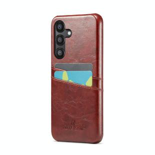 For Samsung Galaxy S25 5G Fierre Shann Retro Oil Wax Texture Card Slots PU Leather Phone Case(Brown)