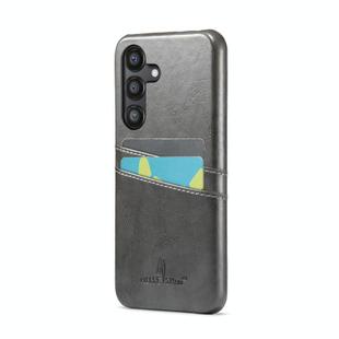 For Samsung Galaxy S25+ 5G Fierre Shann Retro Oil Wax Texture Card Slots PU Leather Phone Case(Black)