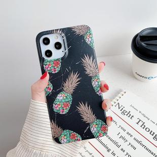 For iPhone 12 mini Gilding Pineapple Pattern Soft TPU Protective Case(Black)