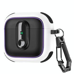 For AirPods 4 Armor Magnetic Wireless Earphones Case with Security Lock(Black White)