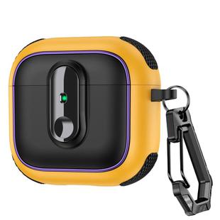 For AirPods 4 Armor Magnetic Wireless Earphones Case with Security Lock(Black Yellow)