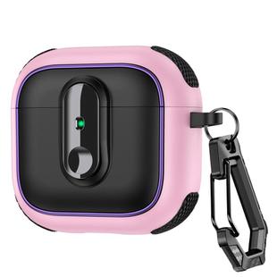For AirPods 4 Armor Magnetic Wireless Earphones Case with Security Lock(Black Pink)