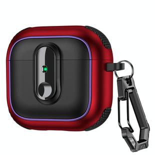 For AirPods 4 Armor Magnetic Wireless Earphones Case with Security Lock(Black Red)