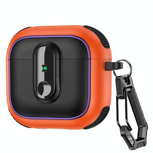 For AirPods 4 Armor Magnetic Wireless Earphones Case with Security Lock(Black Orange)