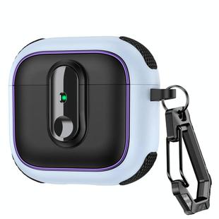 For AirPods 4 Armor Magnetic Wireless Earphones Case with Security Lock(Black Light Blue)