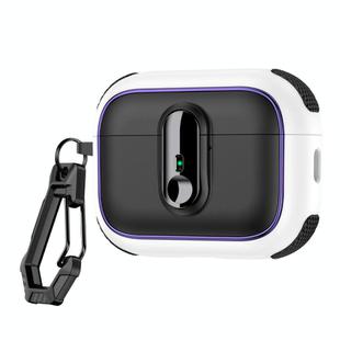 For AirPods Pro 2 Armor Magnetic Wireless Earphones Case with Security Lock(Black White)