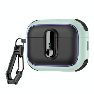 For AirPods Pro 2 Armor Magnetic Wireless Earphones Case with Security Lock(Black Mint Green)