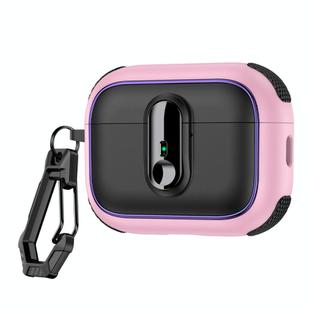 For AirPods Pro 2 Armor Magnetic Wireless Earphones Case with Security Lock(Black Pink)