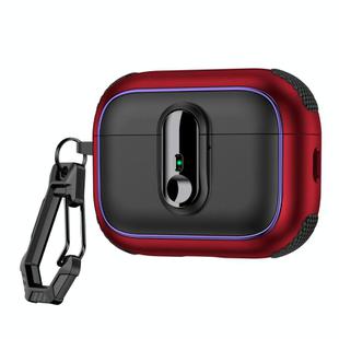 For AirPods Pro 2 Armor Magnetic Wireless Earphones Case with Security Lock(Black Red)