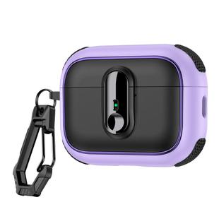 For AirPods Pro 2 Armor Magnetic Wireless Earphones Case with Security Lock(Black Purple)
