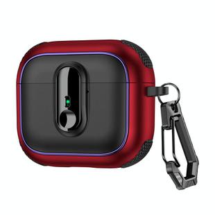 For AirPods 3 Armor Magnetic Wireless Earphones Case with Security Lock(Black Red)
