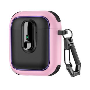 For AirPods 1 / 2 Armor Magnetic Wireless Earphones Case with Security Lock(Black Pink)