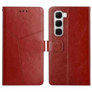 For Infinix Hot 60 4G / 60i 4G Y-shaped Pattern Flip Leather Phone Case(Brown)