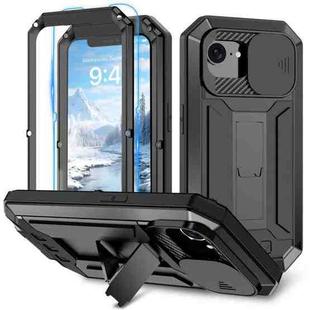 For iPhone 16e Sliding Camera IP68 Waterproof Holder Phone Case(Black)