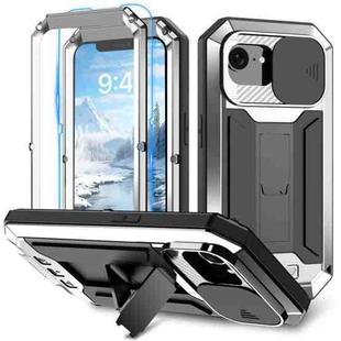For iPhone 16e Sliding Camera IP68 Waterproof Holder Phone Case(Silver)