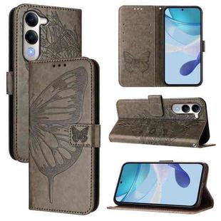 For vivo Y29S 5G / Y04 4G Global Embossed Butterfly Leather Phone Case(Grey)
