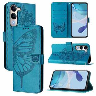 For vivo Y29S 5G / Y04 4G Global Embossed Butterfly Leather Phone Case(Blue)