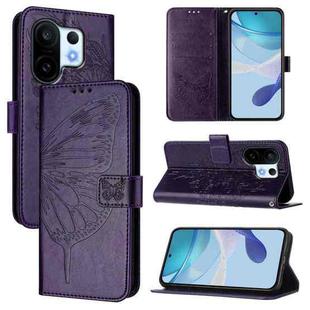 For vivo S30 Pro mini Embossed Butterfly Leather Phone Case(Dark Purple)