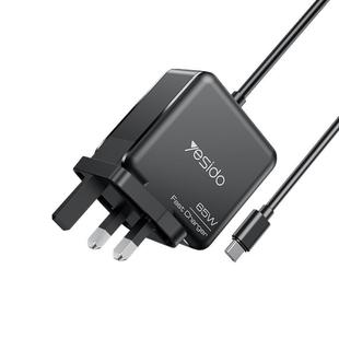 Yesido YC93 PD65W 2m USB-C / Type-C Cable Laptop Charger, UK Plug(Black)