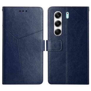 For Tecno Camon 40 Pro 4G Y-shaped Pattern Flip Leather Phone Case(Blue)