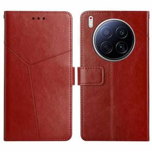For Tecno Camon 40 Premier Y-shaped Pattern Flip Leather Phone Case(Brown)