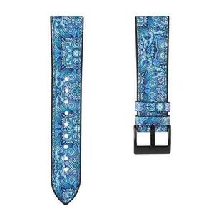 For Samsung Galaxy Watch 3 41mm TPU + Leather Watch Band(Flower Blue)