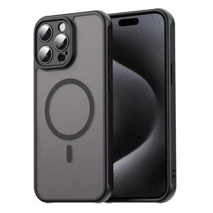 For iPhone 15 Pro Max Fan Dun Series TPU Hybrid PC Frosted Magsafe Phone Case(Black)