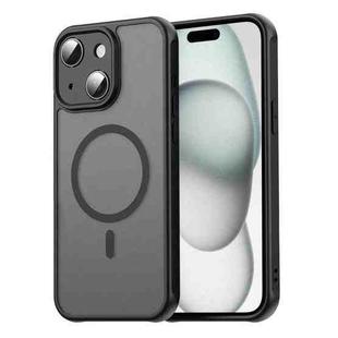 For iPhone 15 Plus Fan Dun Series TPU Hybrid PC Frosted Magsafe Phone Case(Black)