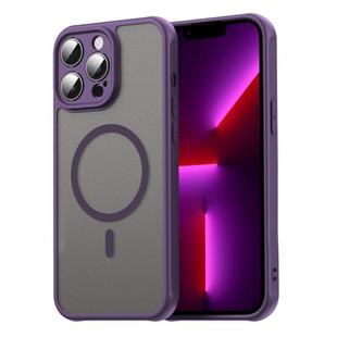 For iPhone 13 Pro Max Fan Dun Series TPU Hybrid PC Frosted Magsafe Phone Case(Purple)