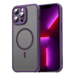 For iPhone 13 Pro Fan Dun Series TPU Hybrid PC Frosted Magsafe Phone Case(Purple)