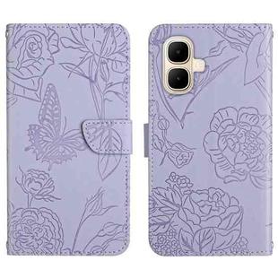 For Infinix Smart 10 4G / Tecno Pop 10 Skin Feel Butterfly Embossed Flip Leather Phone Case(Purple)