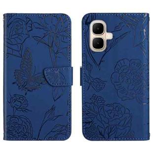 For Infinix Smart 10 4G / Tecno Pop 10 Skin Feel Butterfly Embossed Flip Leather Phone Case(Blue)