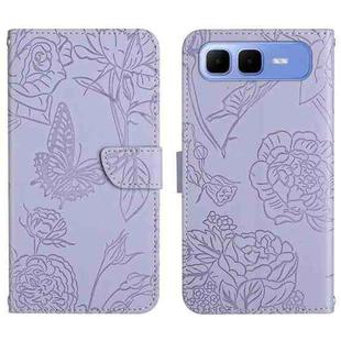 For Infinix Smart 10 Plus 4G Skin Feel Butterfly Embossed Flip Leather Phone Case(Purple)