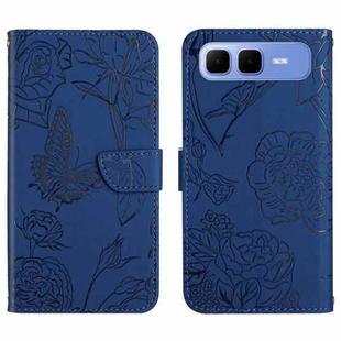 For Infinix Smart 10 Plus 4G Skin Feel Butterfly Embossed Flip Leather Phone Case(Blue)