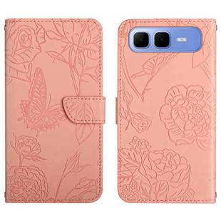 For Infinix Smart 10 Plus 4G Skin Feel Butterfly Embossed Flip Leather Phone Case(Pink)